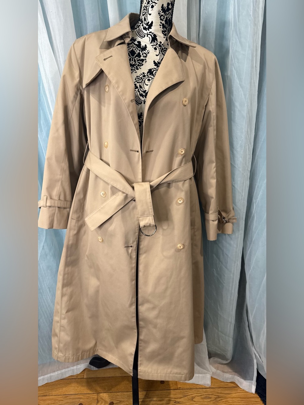 Vintage London Fog Maincoat Trench Coat Women’s 12 Regular Tan Belted Zip Liner - Picture 2 of 16